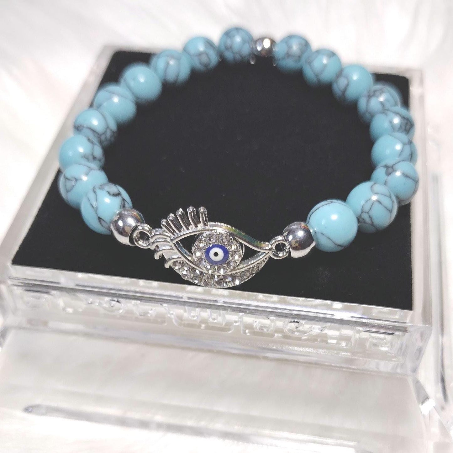Turquoise Gemstone Evil Eye Bracelet