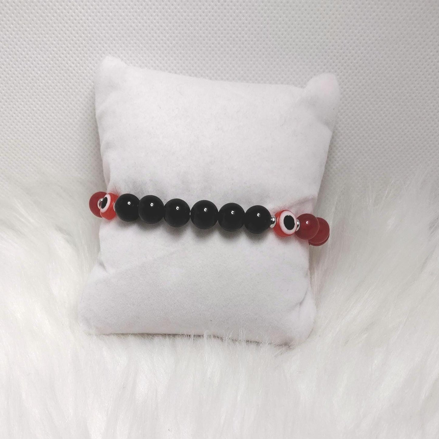 Crimson Gaze Crystal Gemstone Evil Eye Bracelet