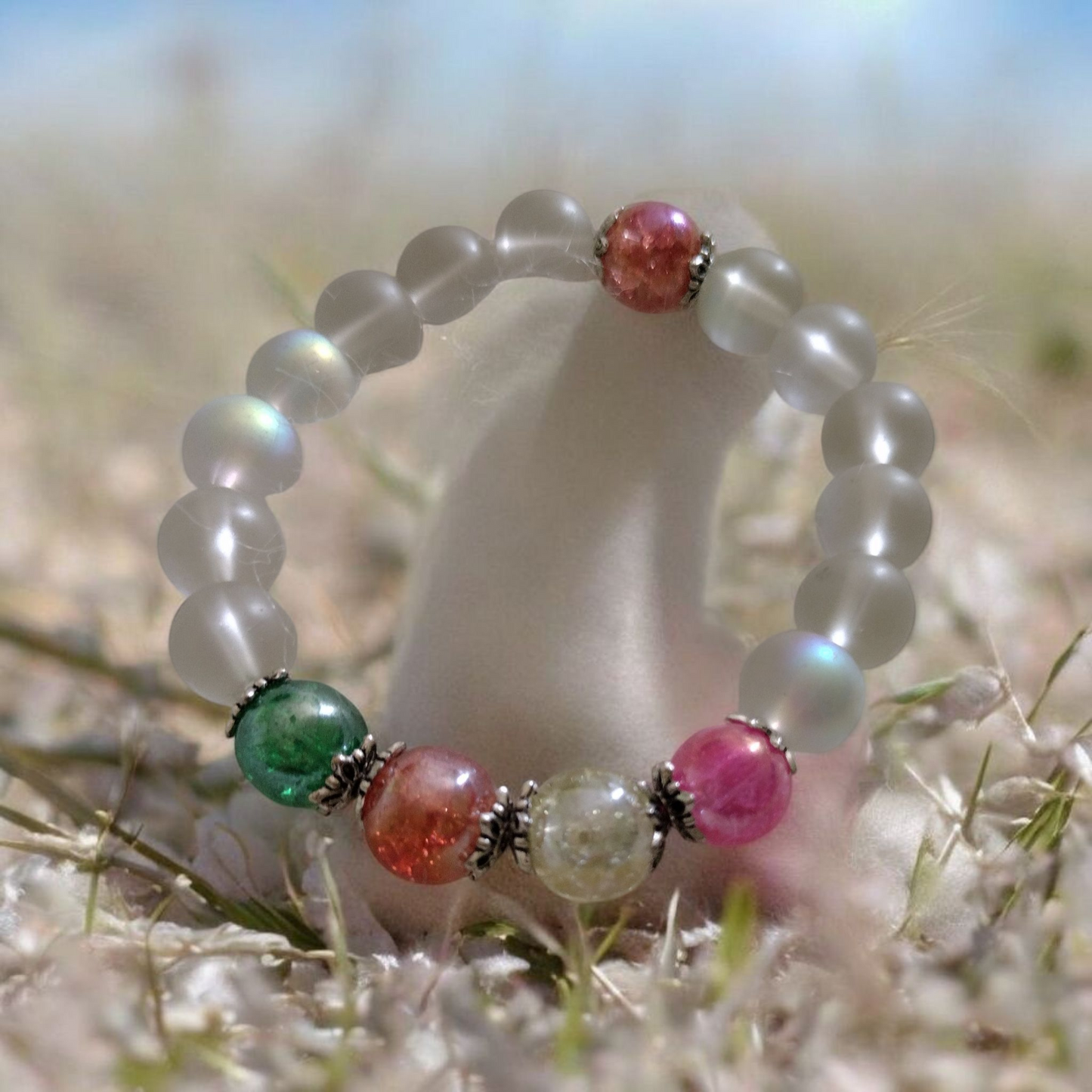 Tranquil Tides Frosty Glass Beads Bracelet