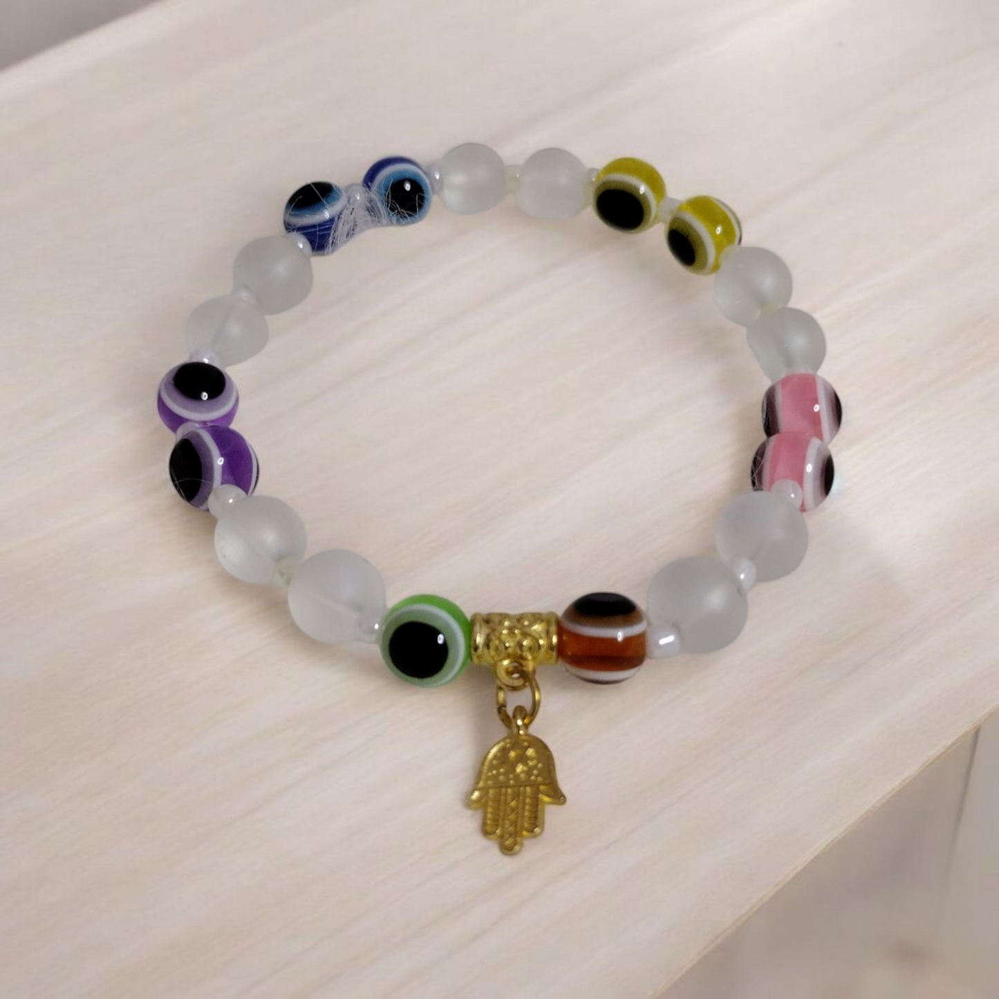 Rainbow Evil Eye Bracelet.