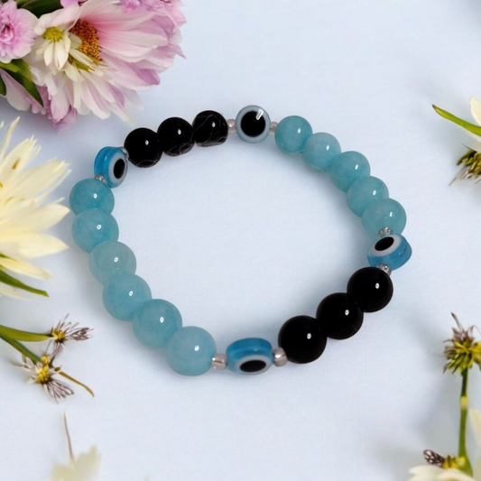 Crimson Gaze Evil Eye Gemstone Bracelet