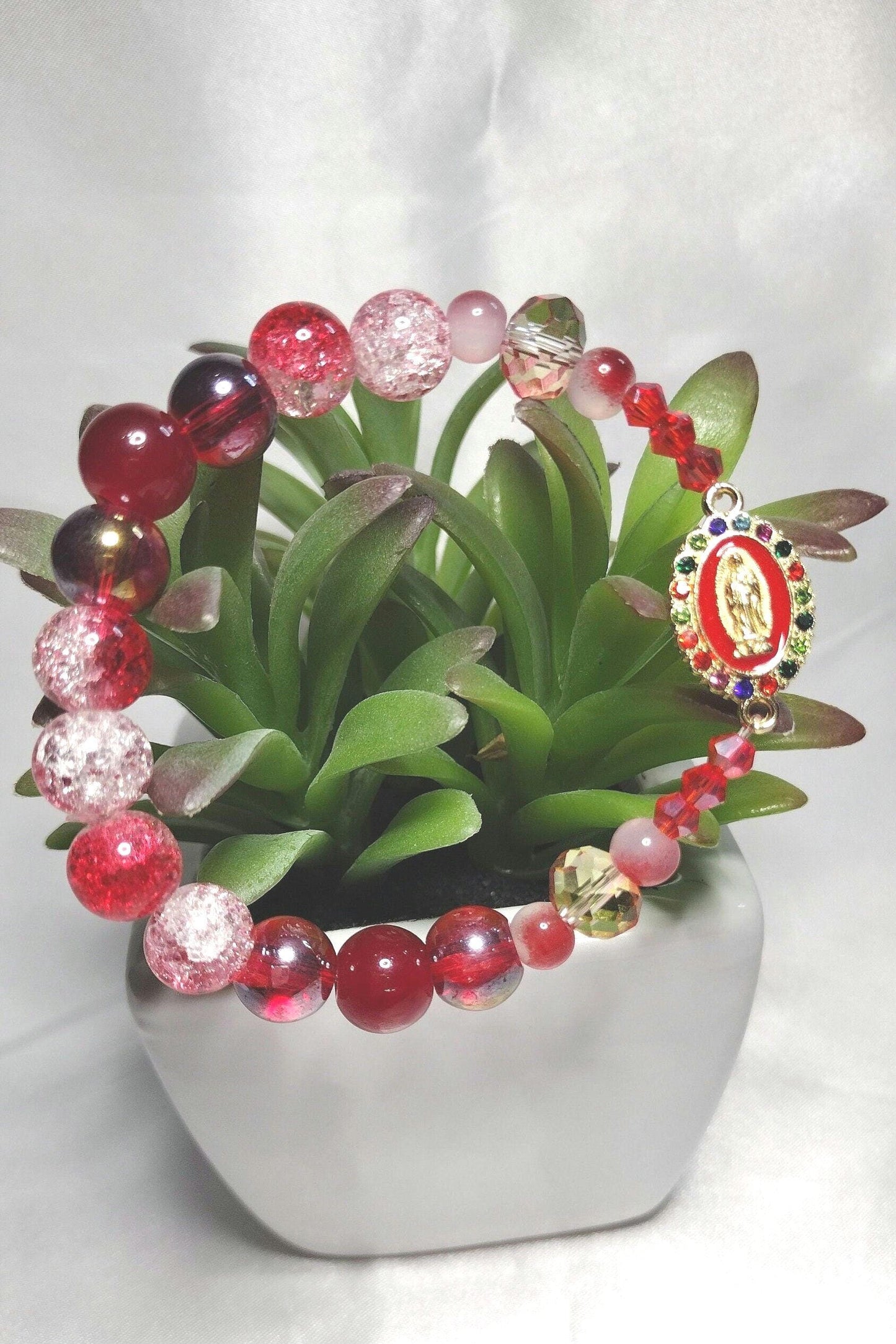 virgin Mary Glass Beads Bracelet