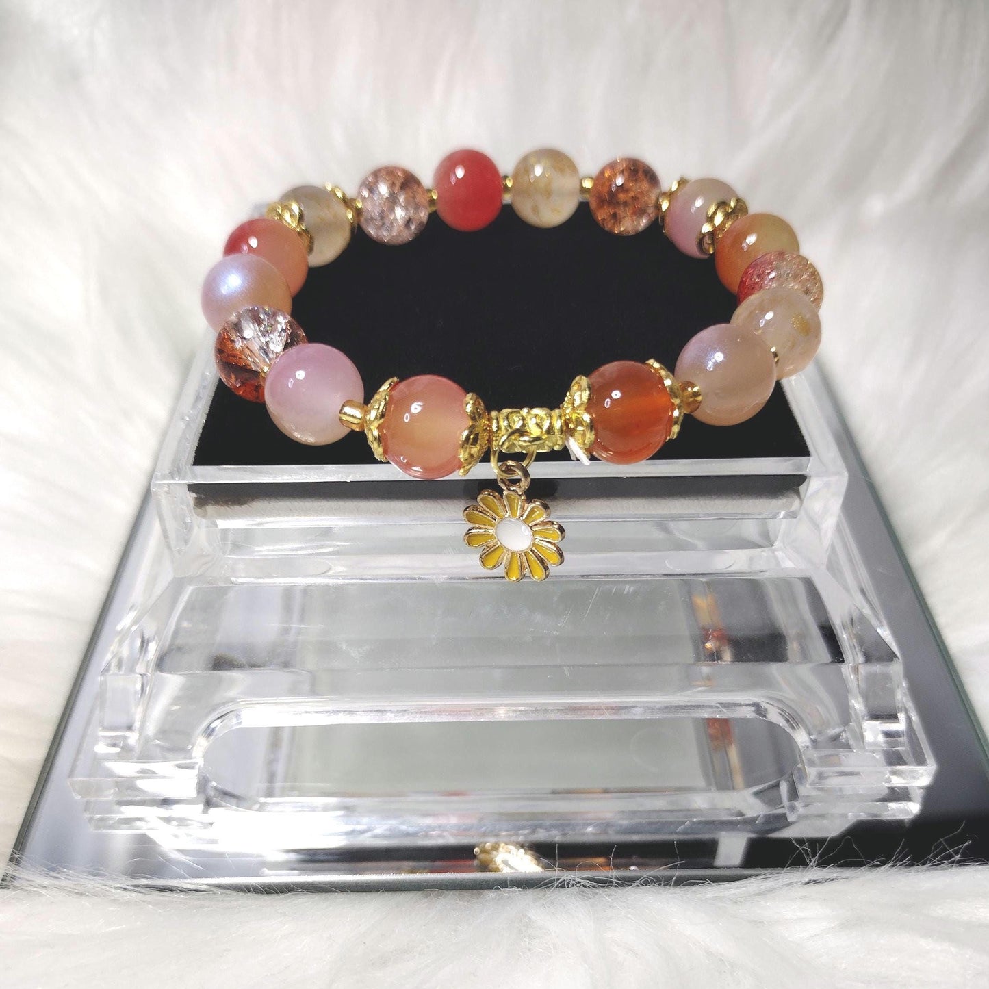 Sunset Sorbets Crystal Glass Beads Bracelet.