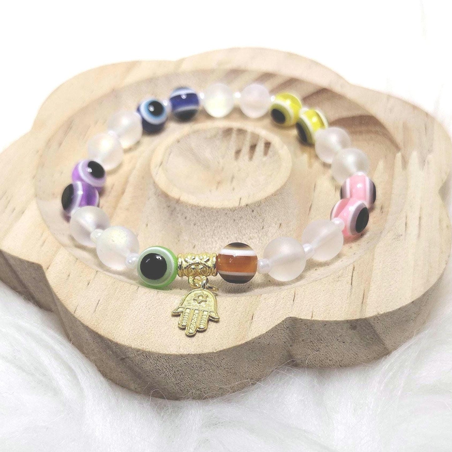 Rainbow Evil Eye Bracelet.