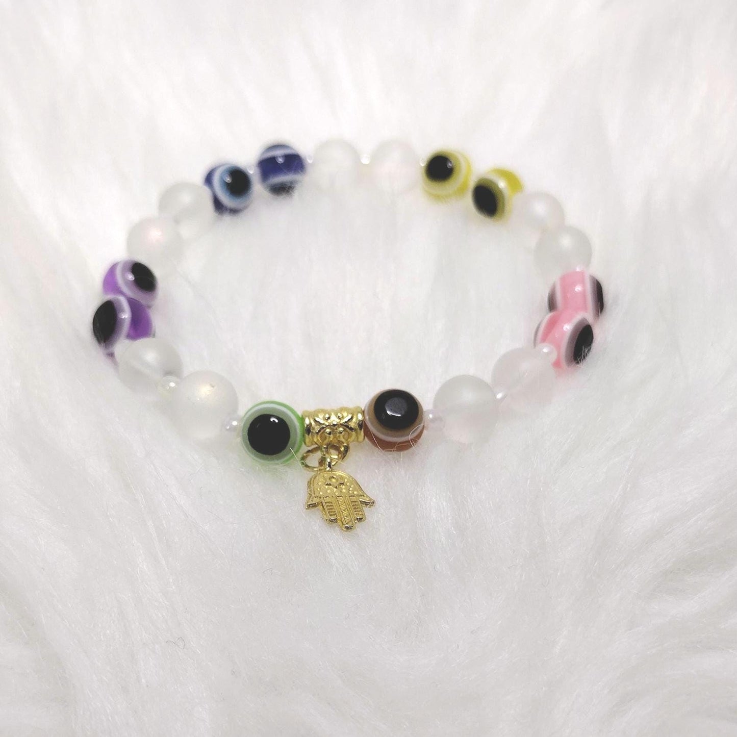 Rainbow Evil Eye Bracelet.