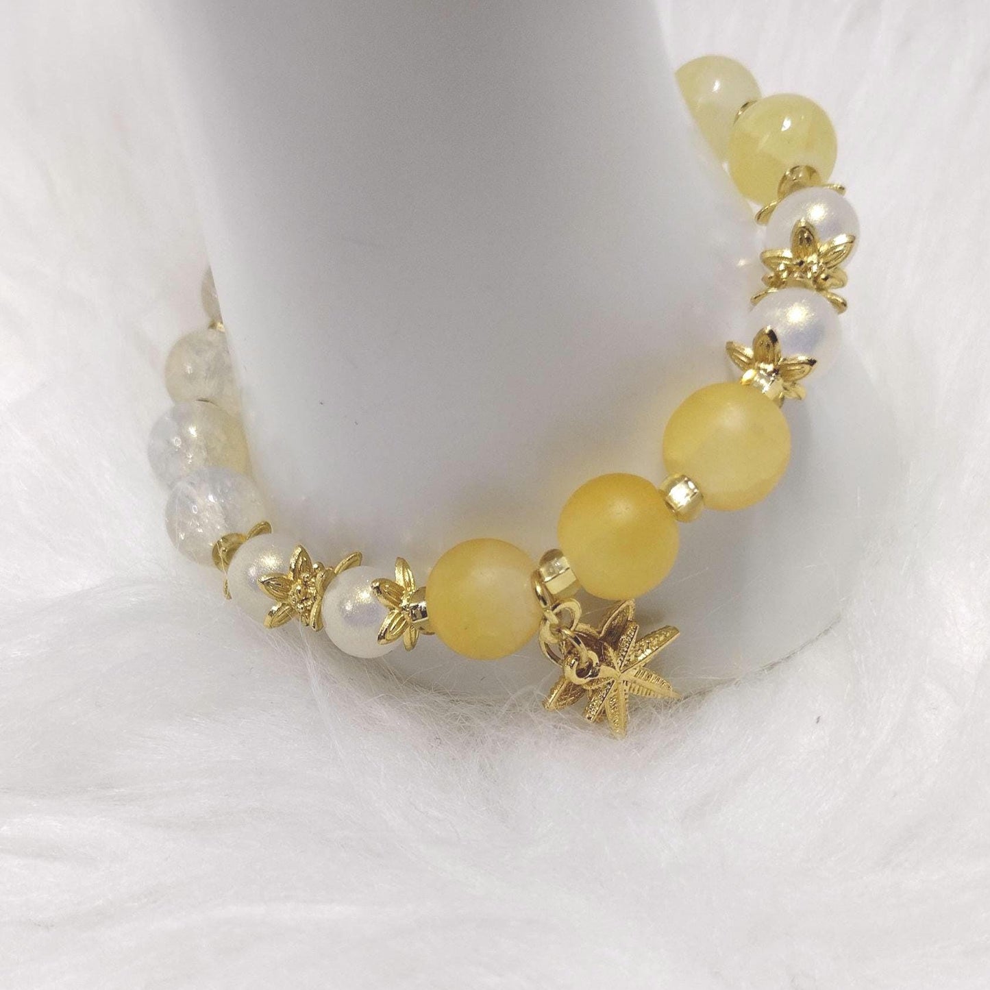 Sunshine Sparkle Crystal Glass Beads Bracelet.