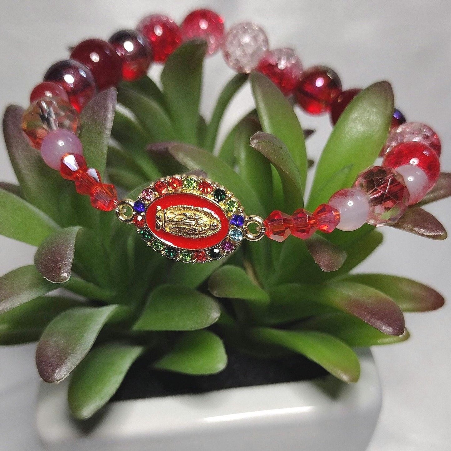 virgin Mary Glass Beads Bracelet