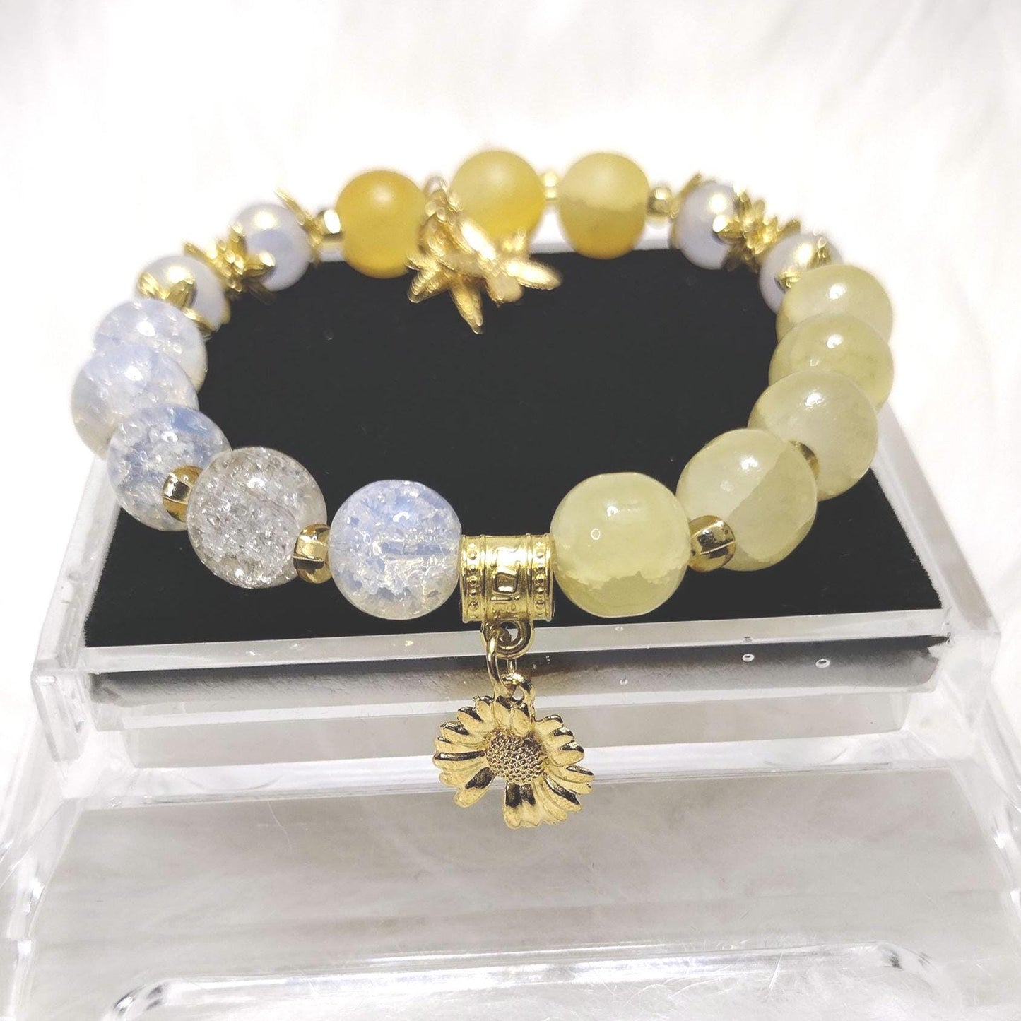 Sunshine Sparkle Crystal Glass Beads Bracelet.