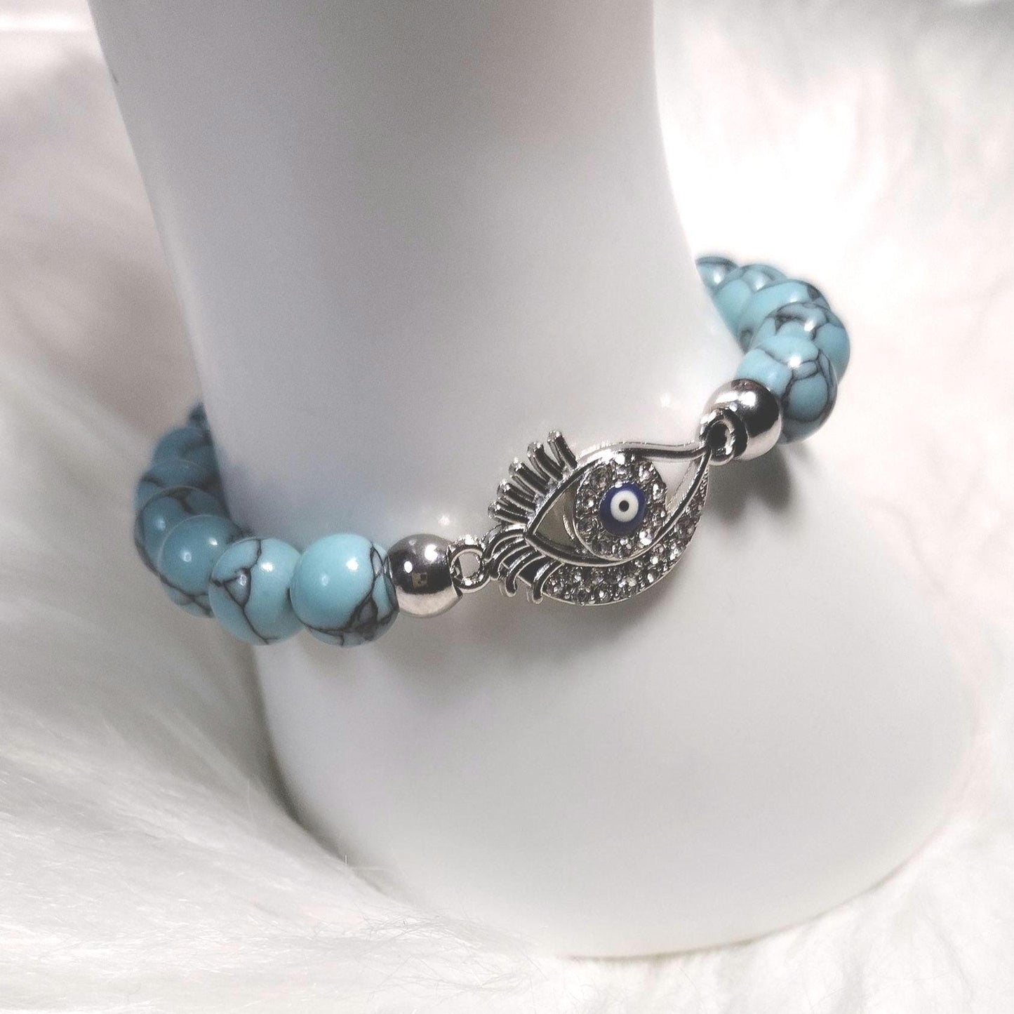 Turquoise Gemstone Evil Eye Bracelet