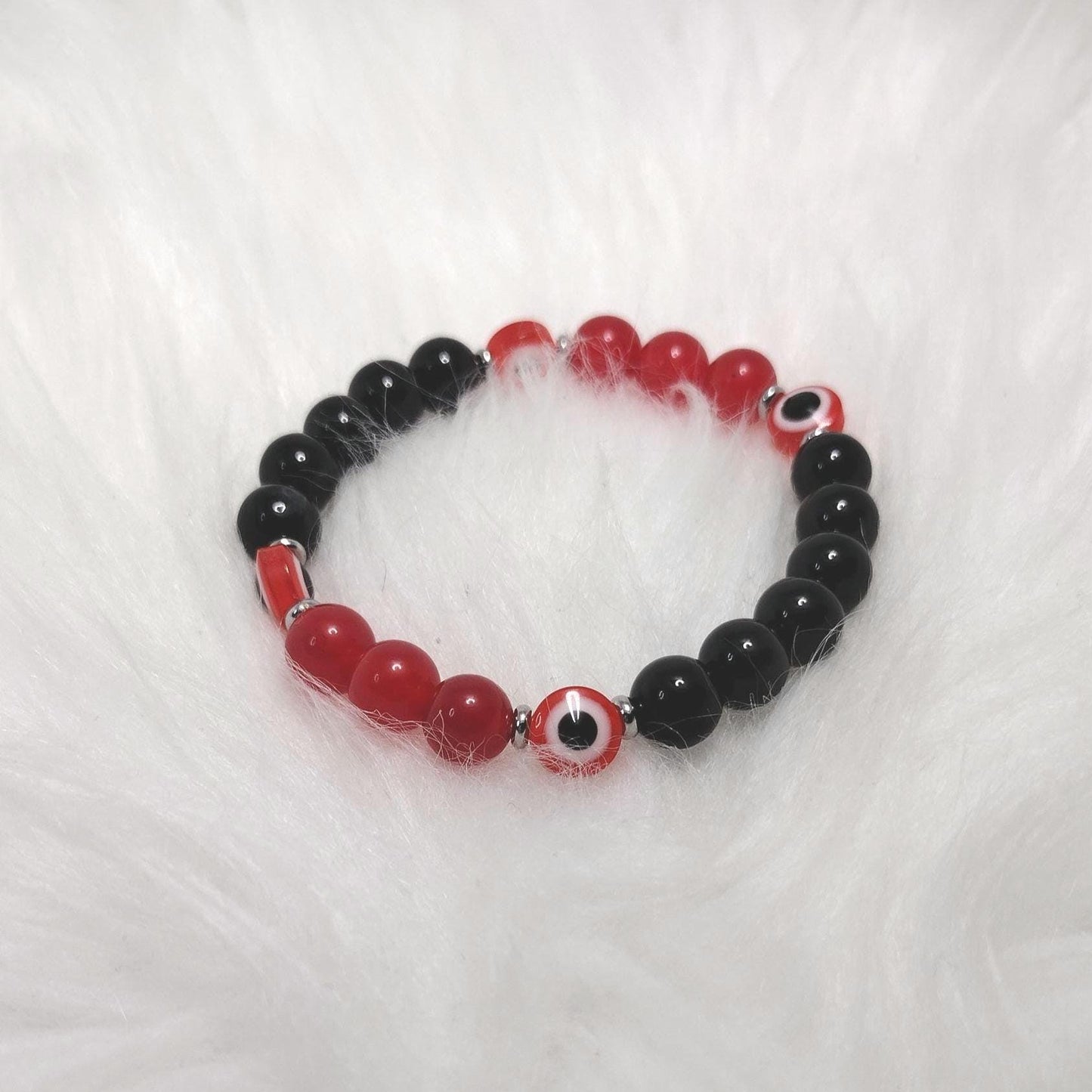 Crimson Gaze Crystal Gemstone Evil Eye Bracelet