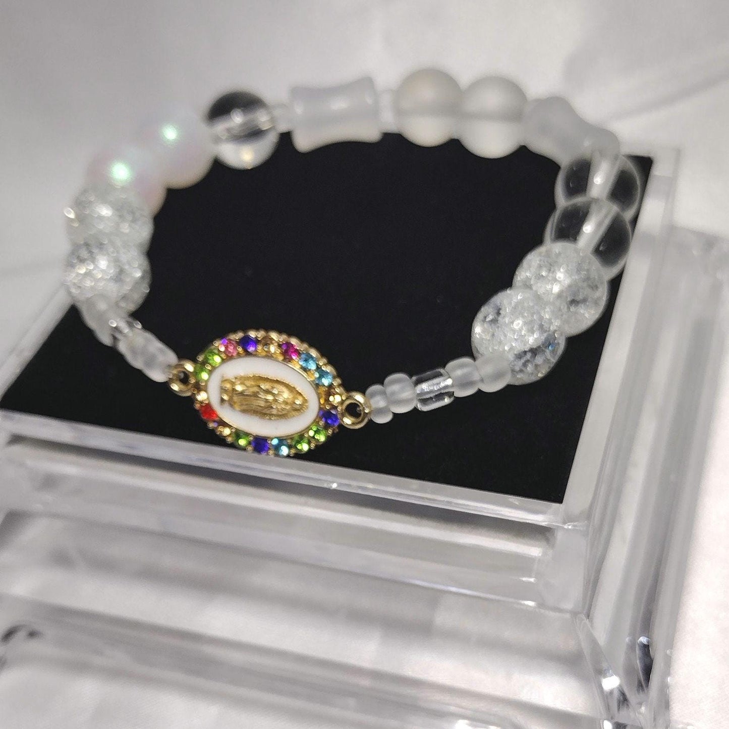 virgin Mary Glass Beads Bracelet