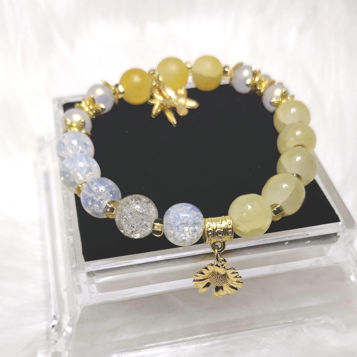 Sunshine Sparkle Crystal Glass Beads Bracelet.