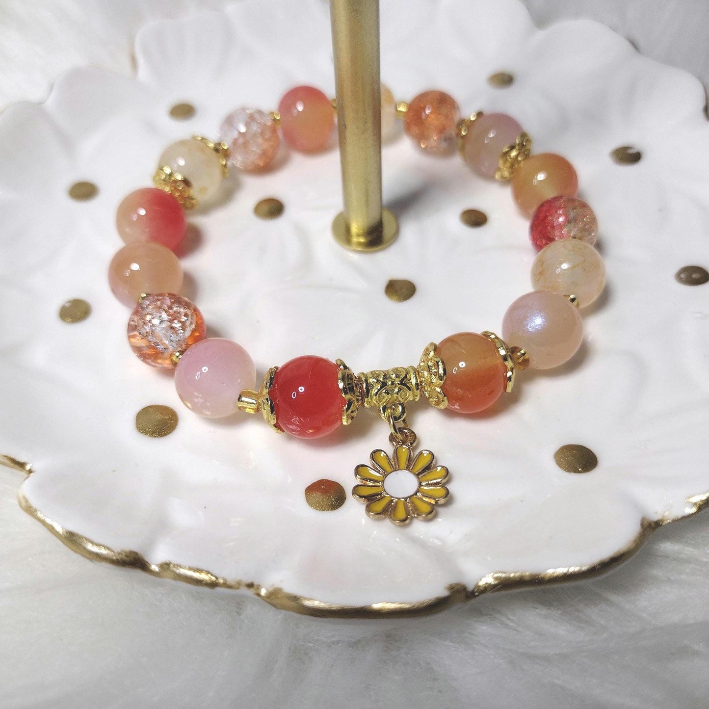 Sunset Sorbets Crystal Glass Beads Bracelet.