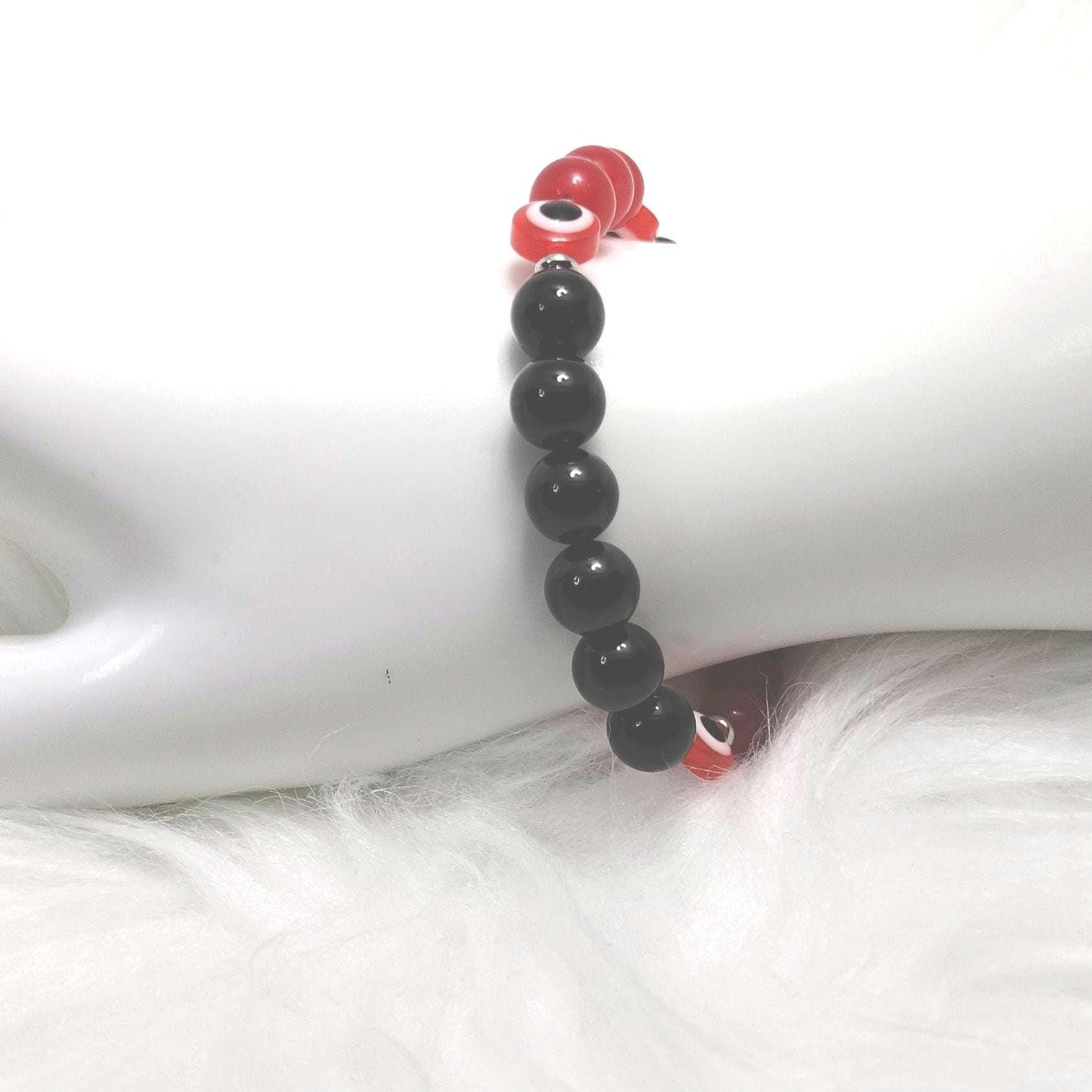 Crimson Gaze Crystal Gemstone Evil Eye Bracelet