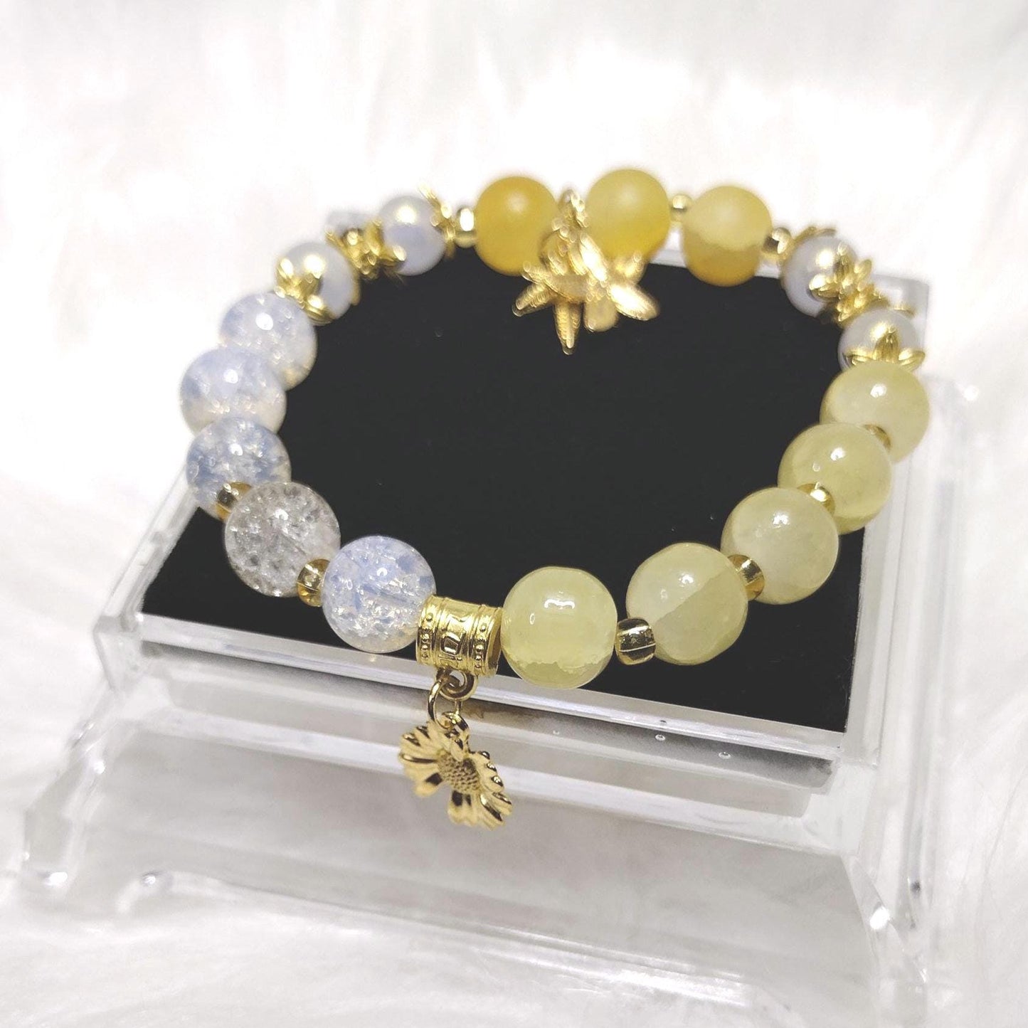 Sunshine Sparkle Crystal Glass Beads Bracelet.