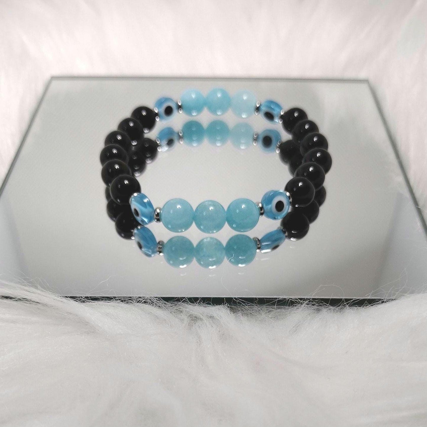 Crimson Gaze Crystal Gemstone Evil Eye Bracelet