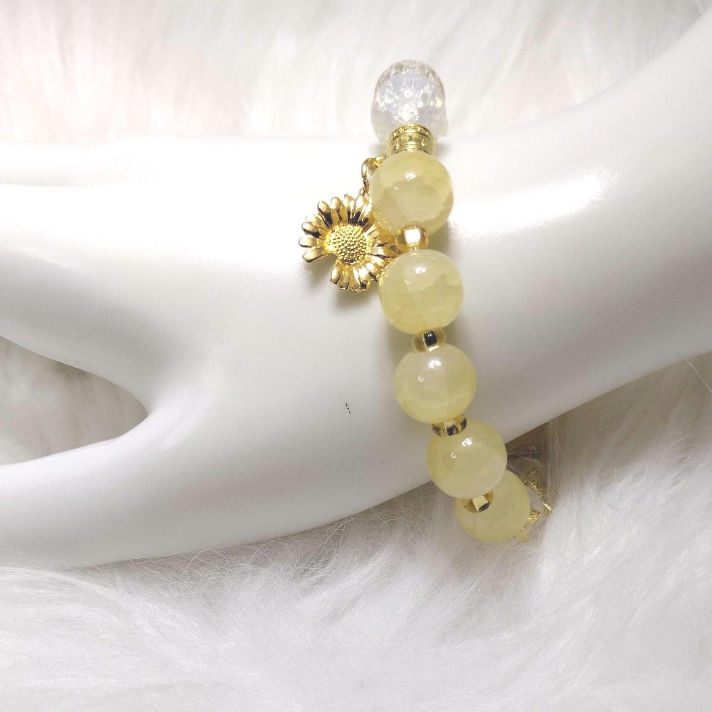 Sunshine Sparkle Crystal Glass Beads Bracelet.