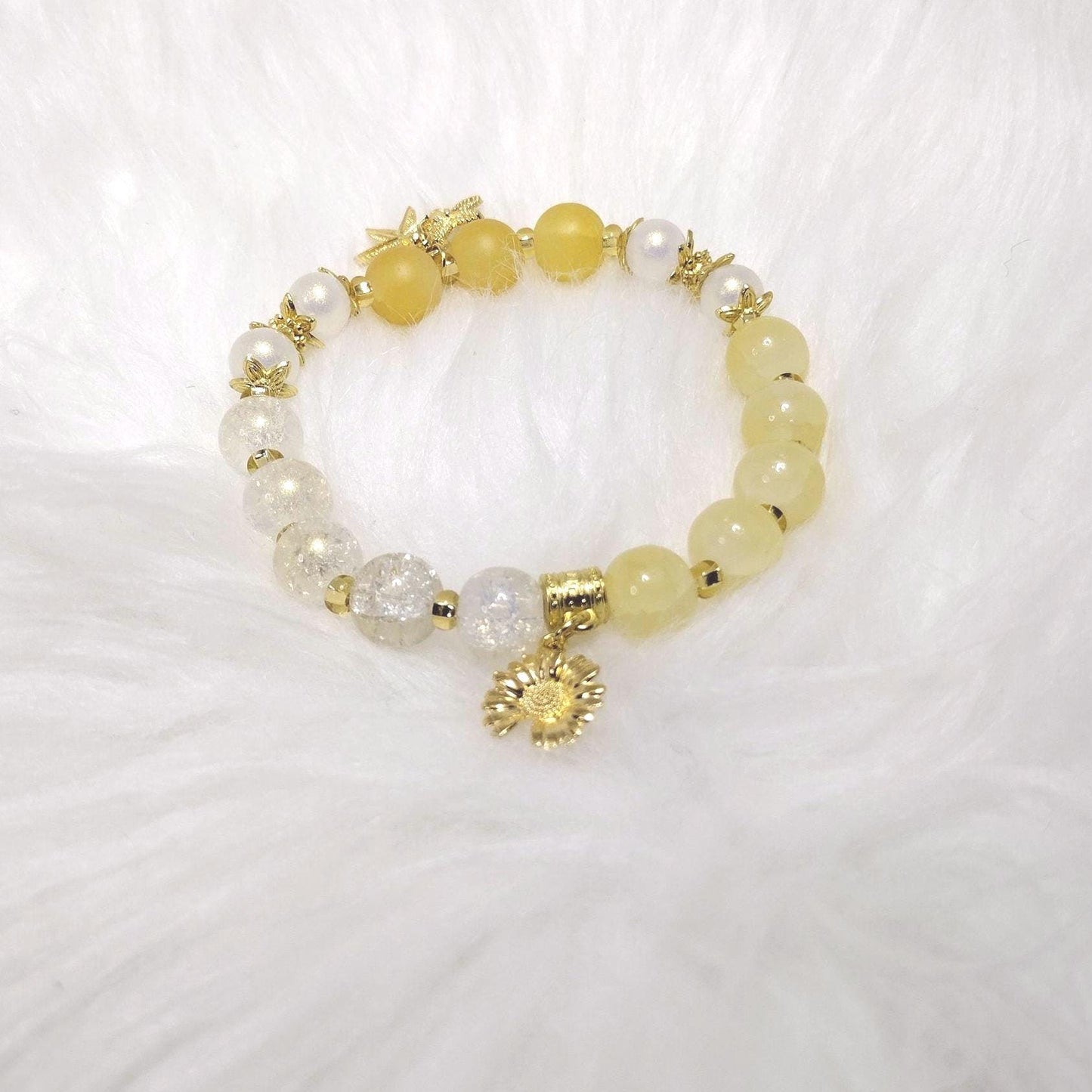 Sunshine Sparkle Crystal Glass Beads Bracelet.