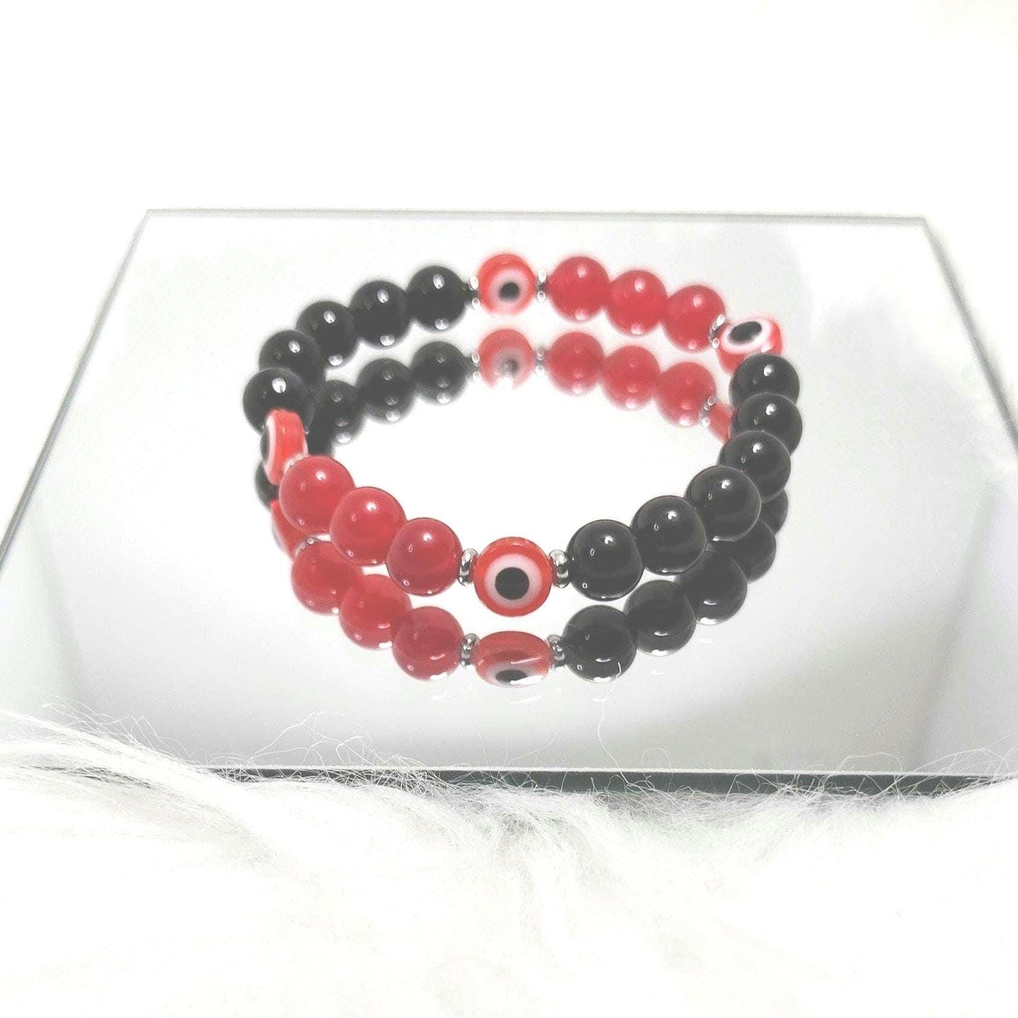 Crimson Gaze Crystal Gemstone Evil Eye Bracelet