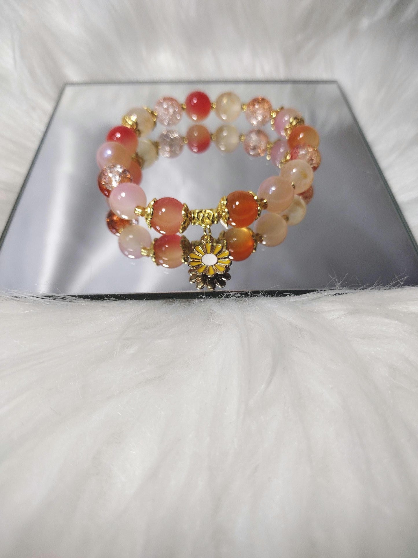 Sunset Sorbets Crystal Glass Beads Bracelet.