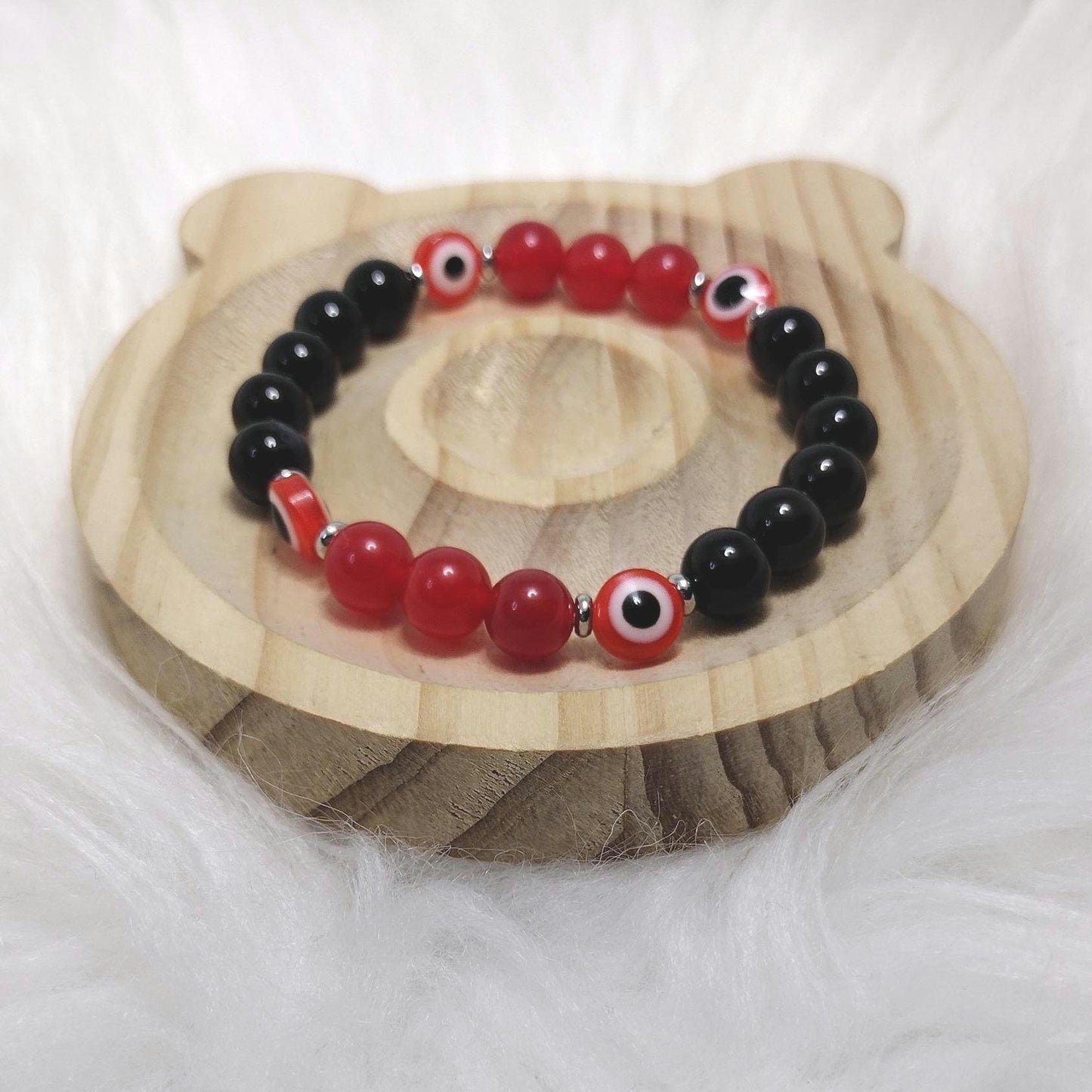 Crimson Gaze Crystal Gemstone Evil Eye Bracelet