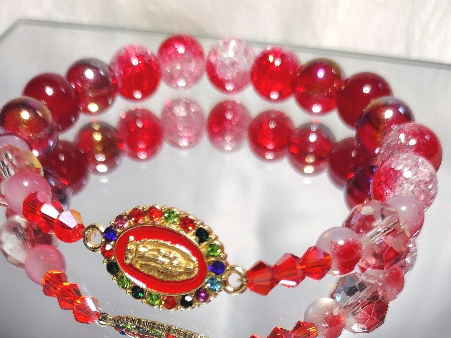 virgin Mary Glass Beads Bracelet