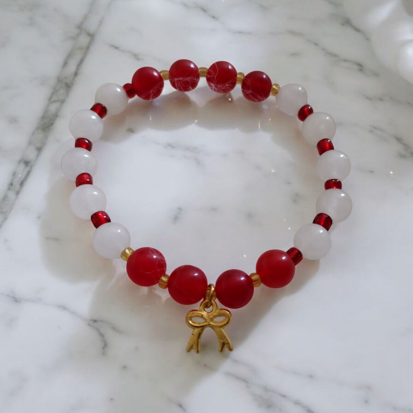Classic Candy Cane Crystal Gemstone Bracelet