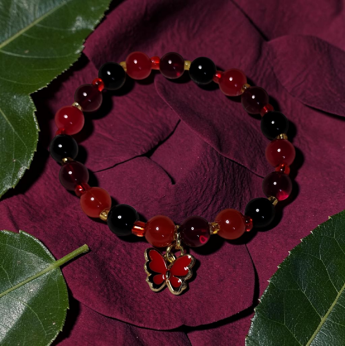 Crimson Shadow Butterfly Bracelet