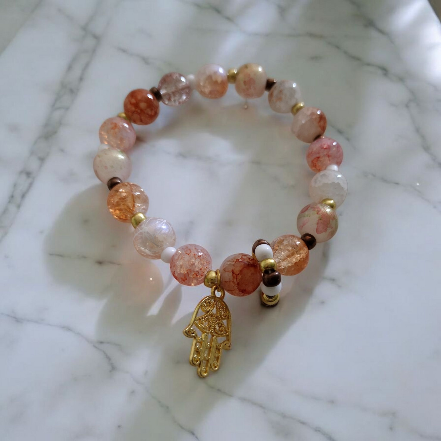 Sunset Blossom Glass Beads Bracelet