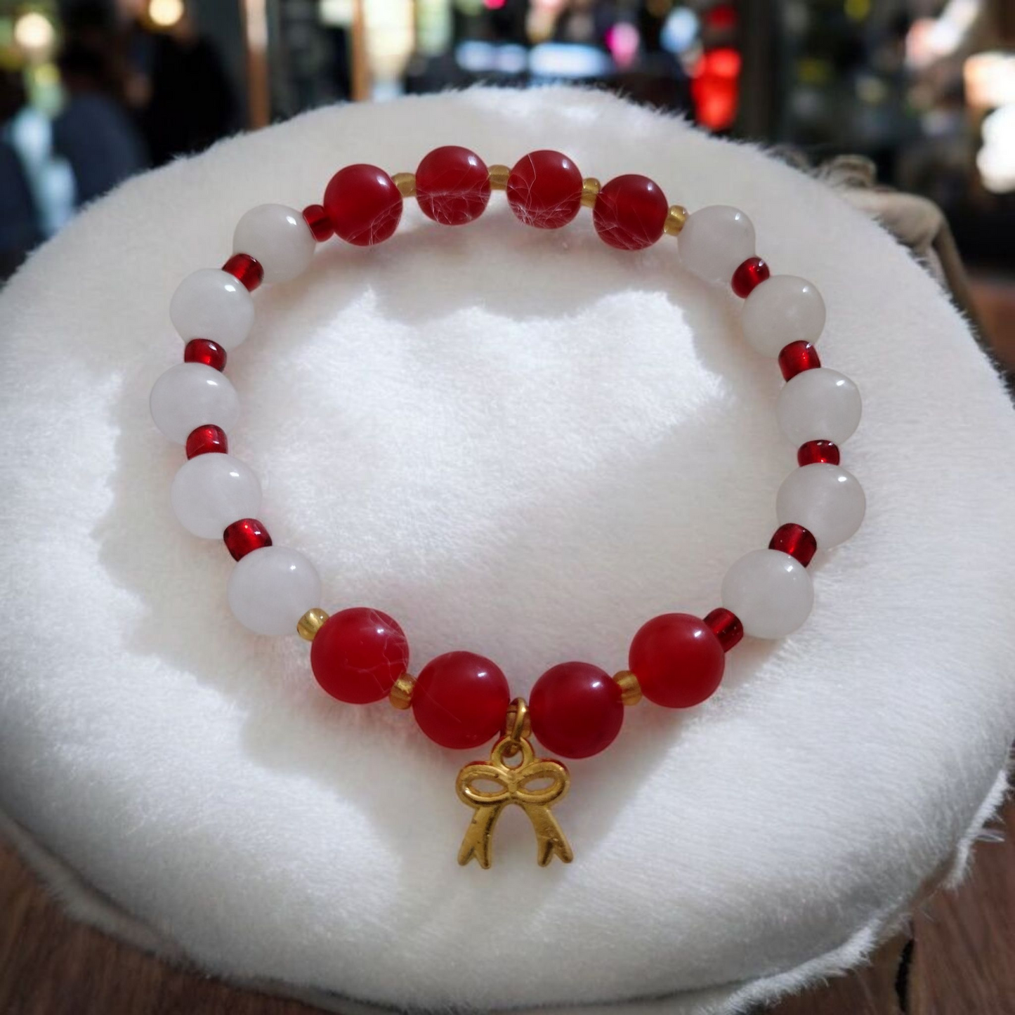 Classic Candy Cane Crystal Gemstone Bracelet