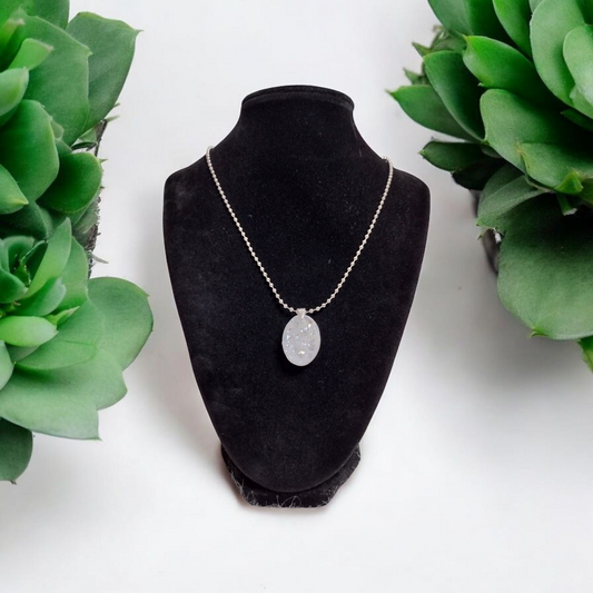 White Glitter Pendant Necklace