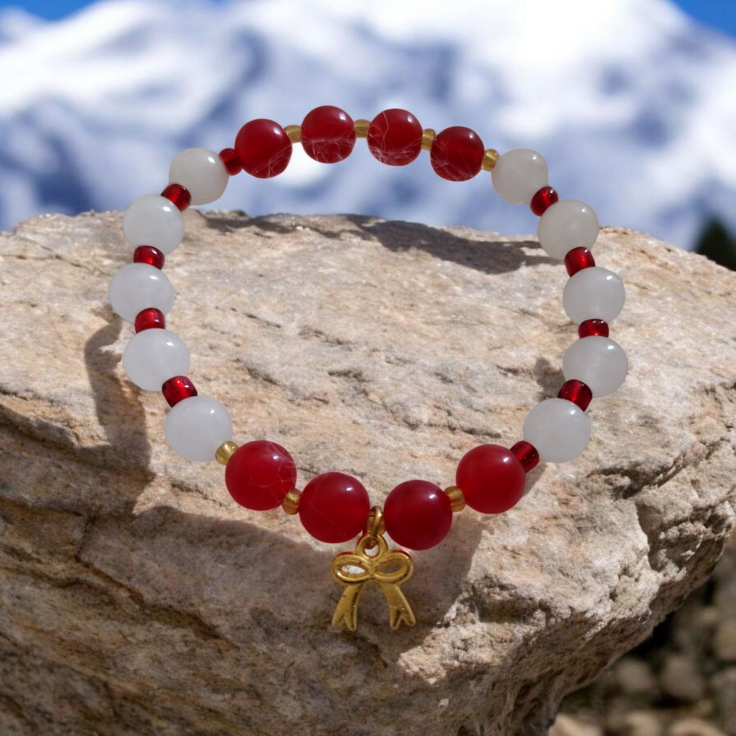 Classic Candy Cane Crystal Gemstone Bracelet