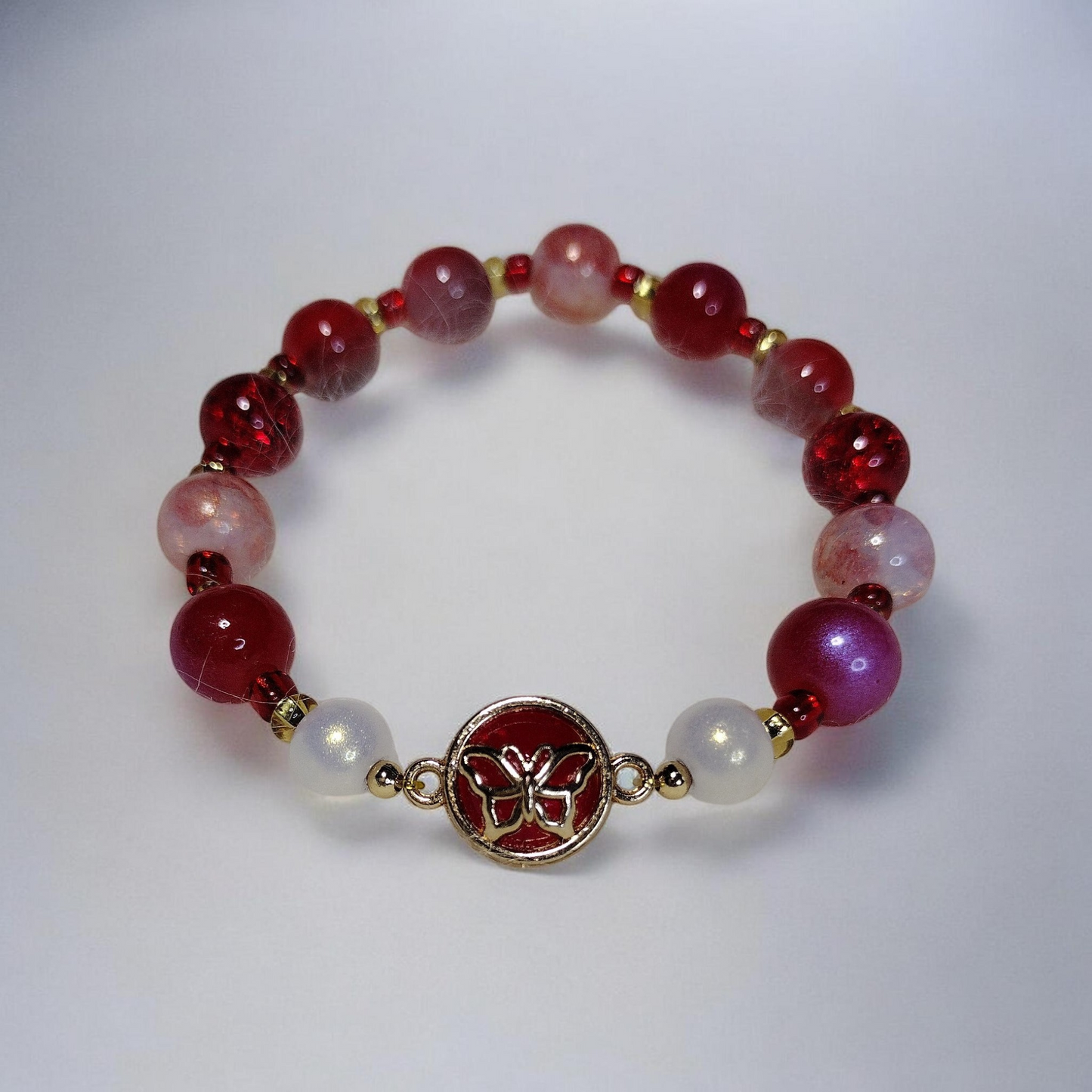 Butterfly Glass Bead Bracelet