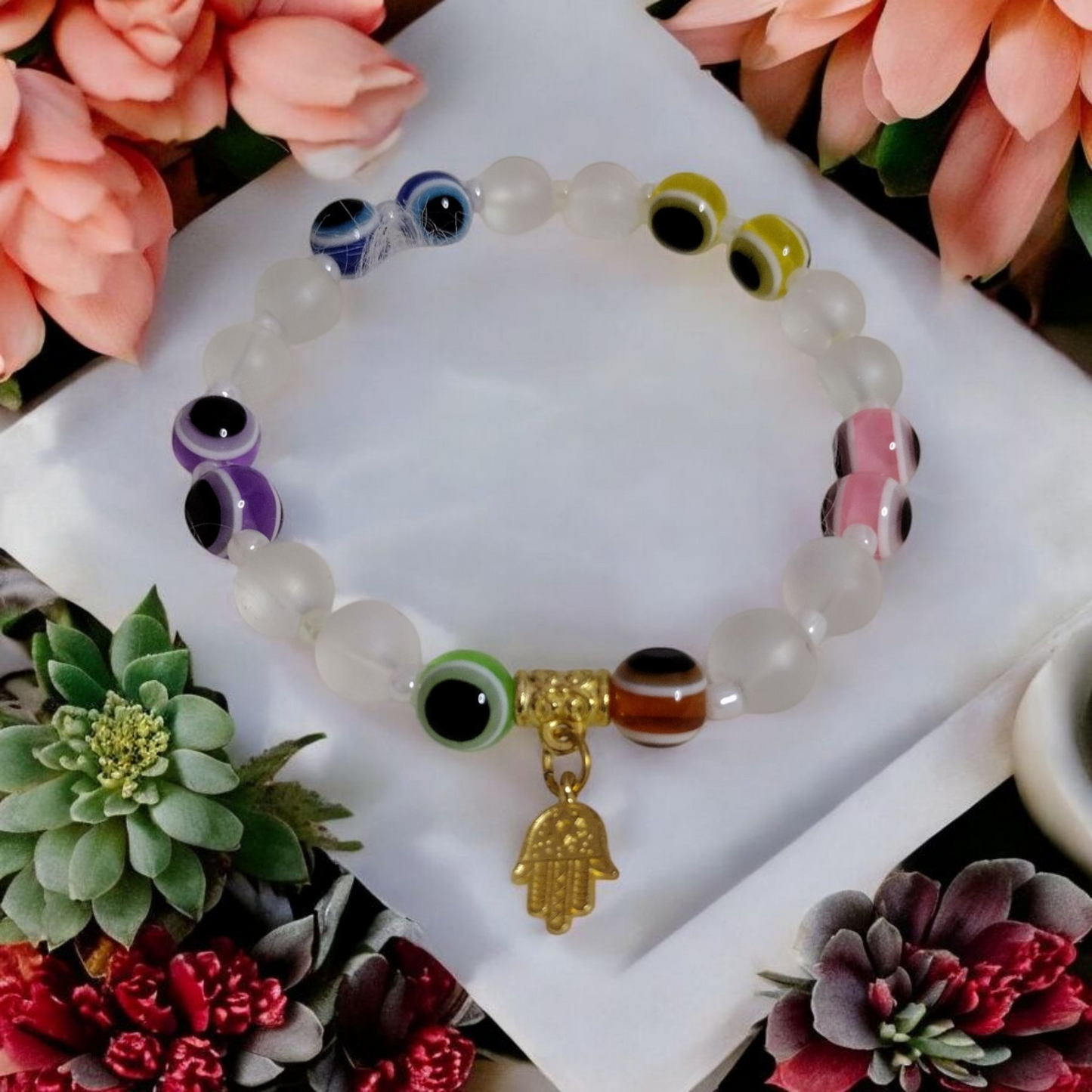 Rainbow Evil Eye Bracelet.