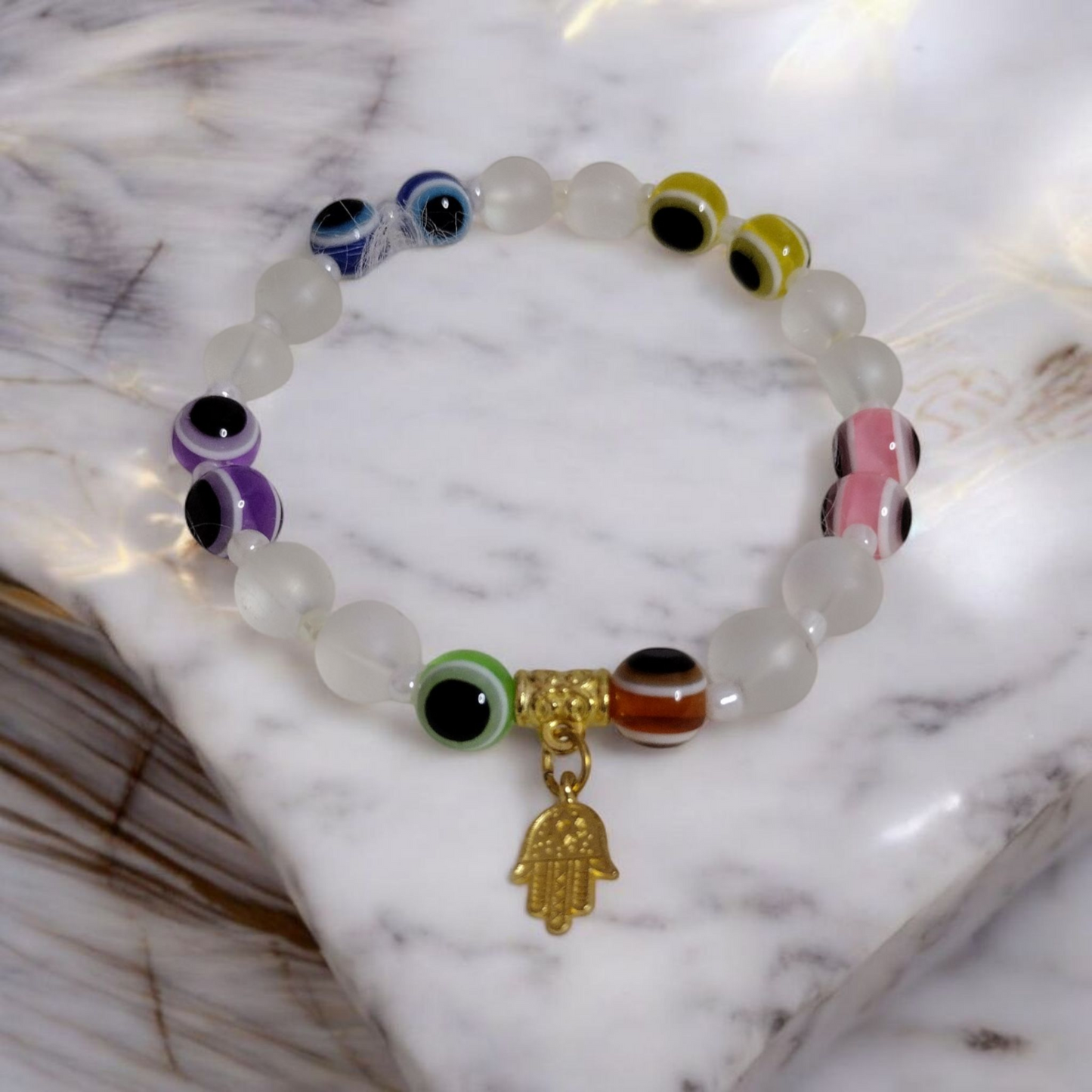 Rainbow Evil Eye Bracelet.