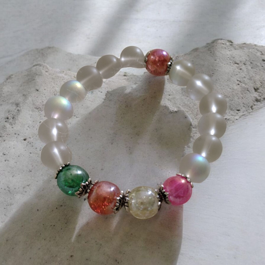 Tranquil Tides Frosty Glass Beads Bracelet