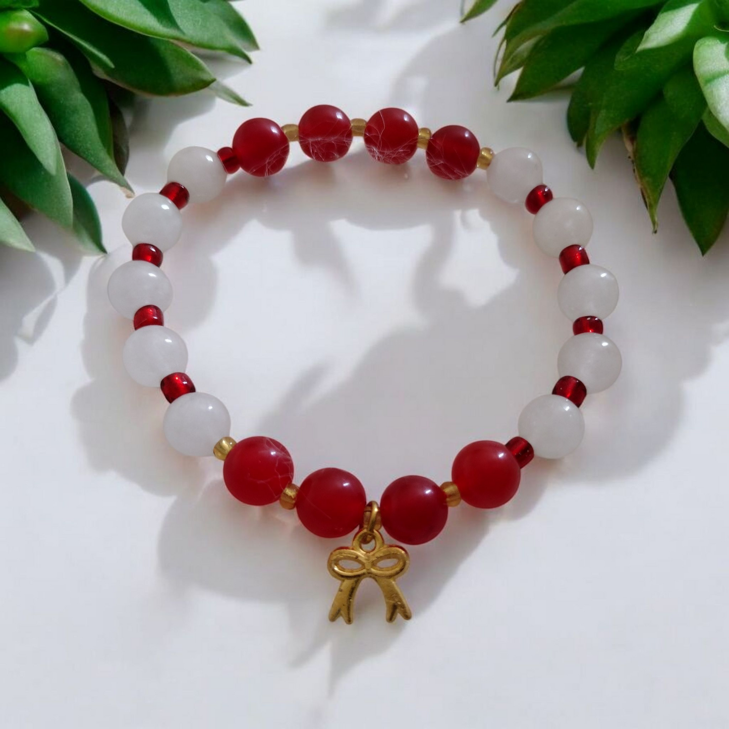 Classic Candy Cane Crystal Gemstone Bracelet