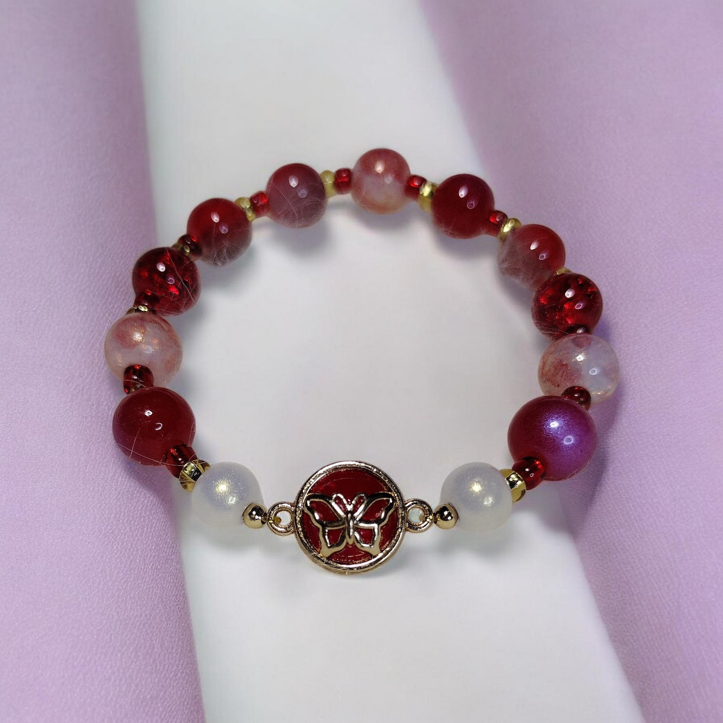 Butterfly Glass Bead Bracelet