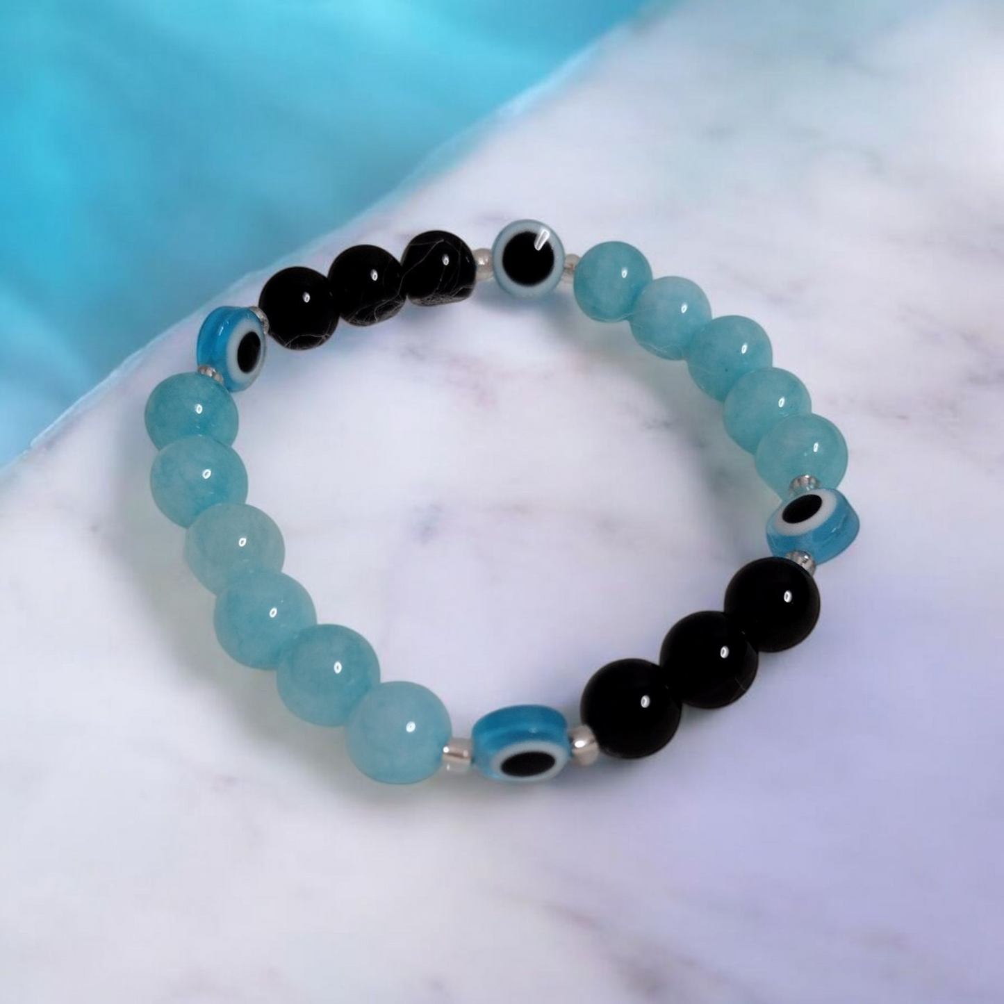 Crimson Gaze Evil Eye  Gemstone Bracelet