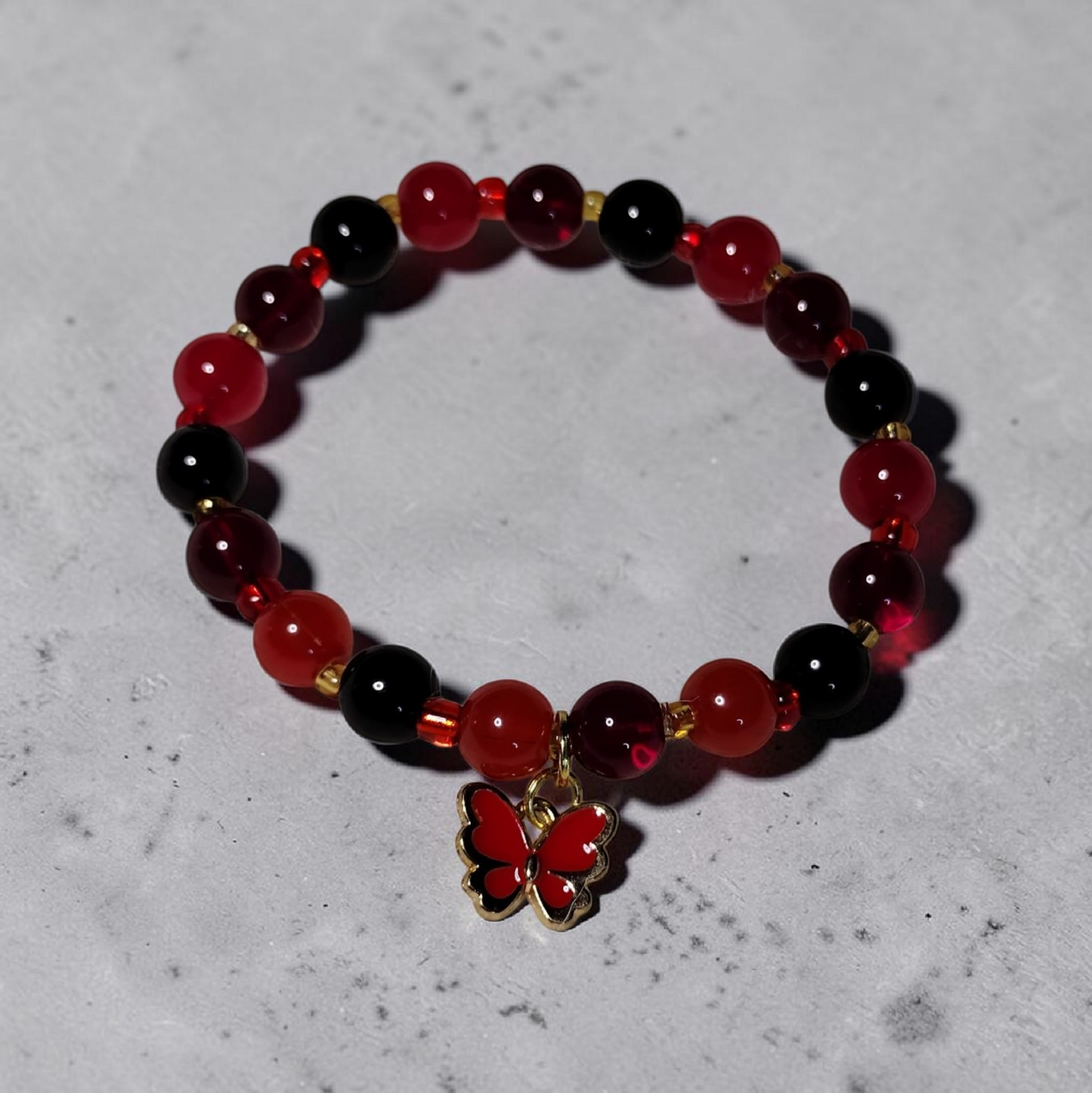 Crimson Shadow Butterfly Bracelet