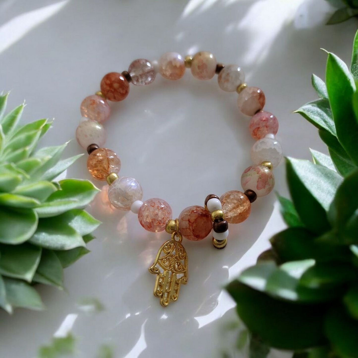 Sunset Blossom Glass Beads Bracelet