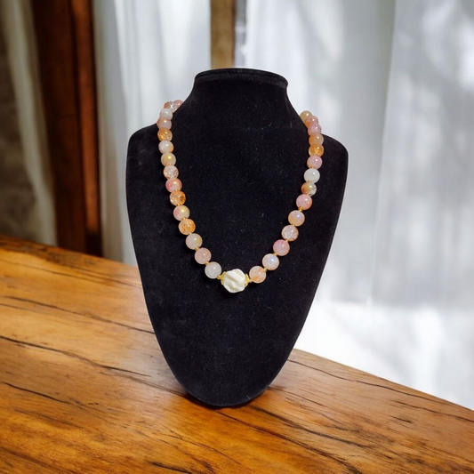 Orange Crystal Glass Beads Choker Necklace