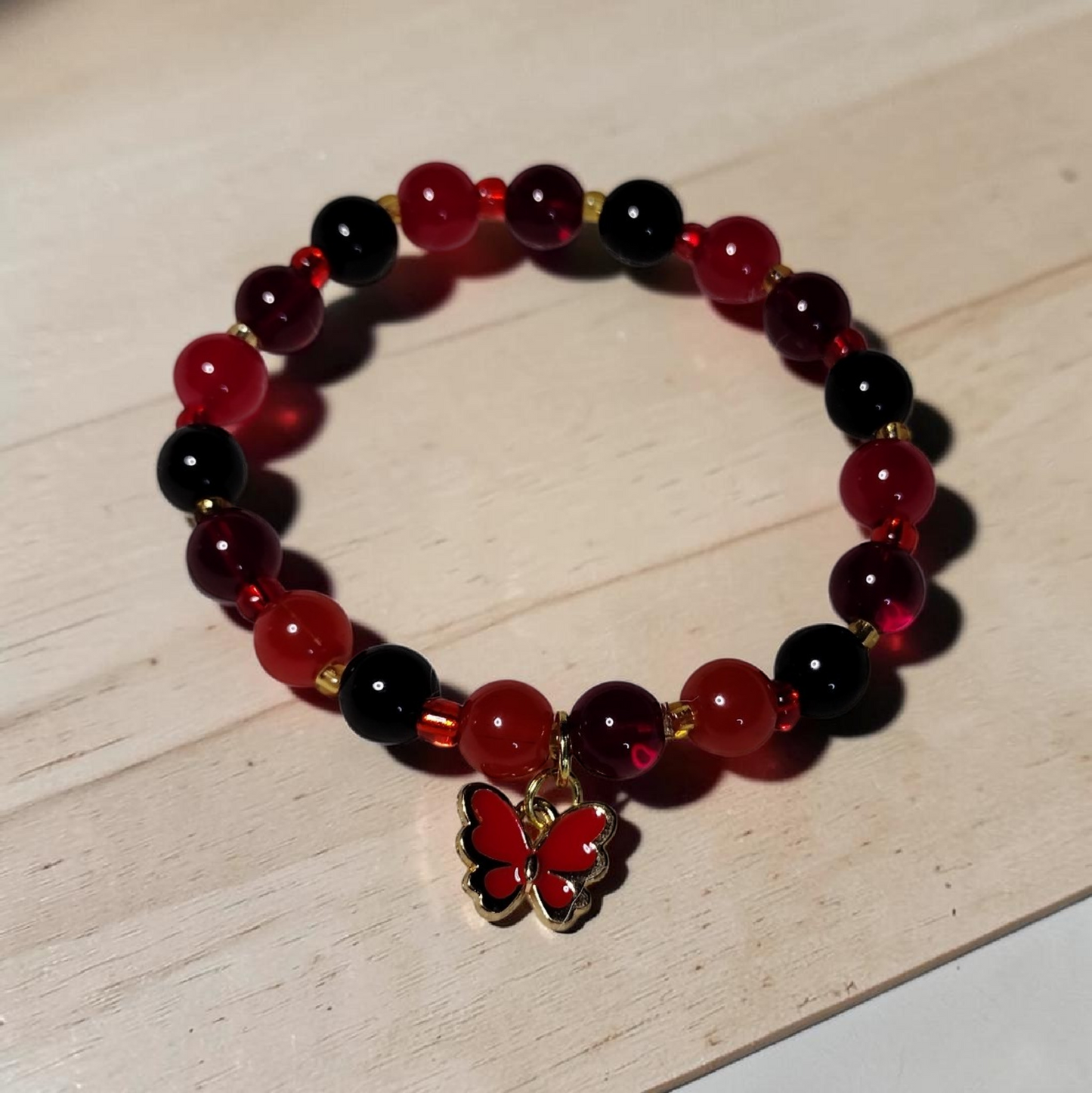 Crimson Shadow Butterfly Bracelet