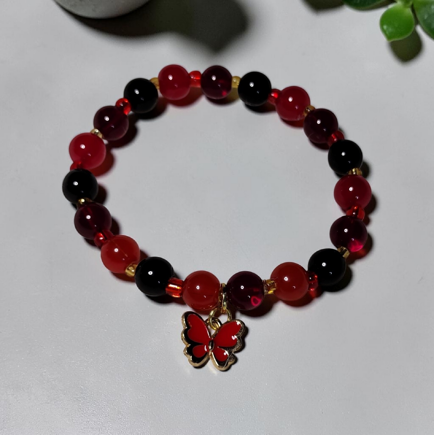 Crimson Shadow Butterfly Bracelet