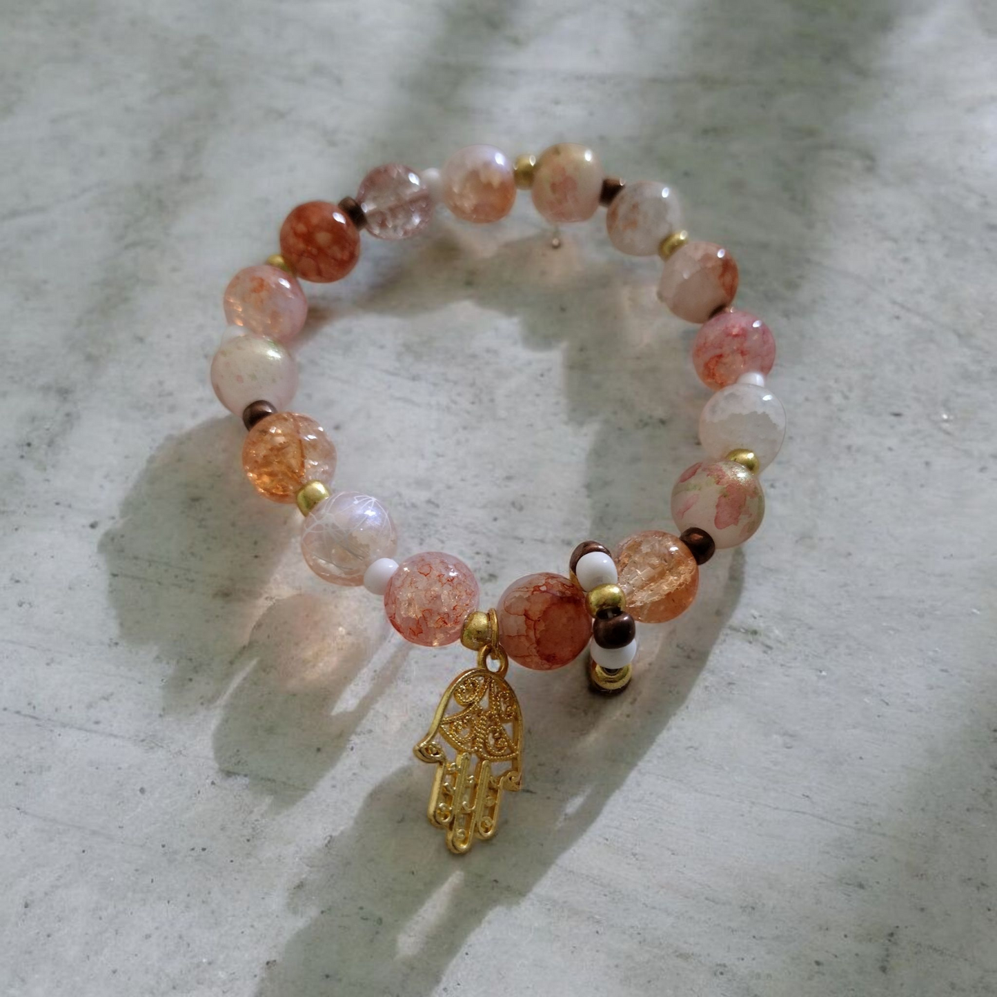 Sunset Blossom Glass Beads Bracelet