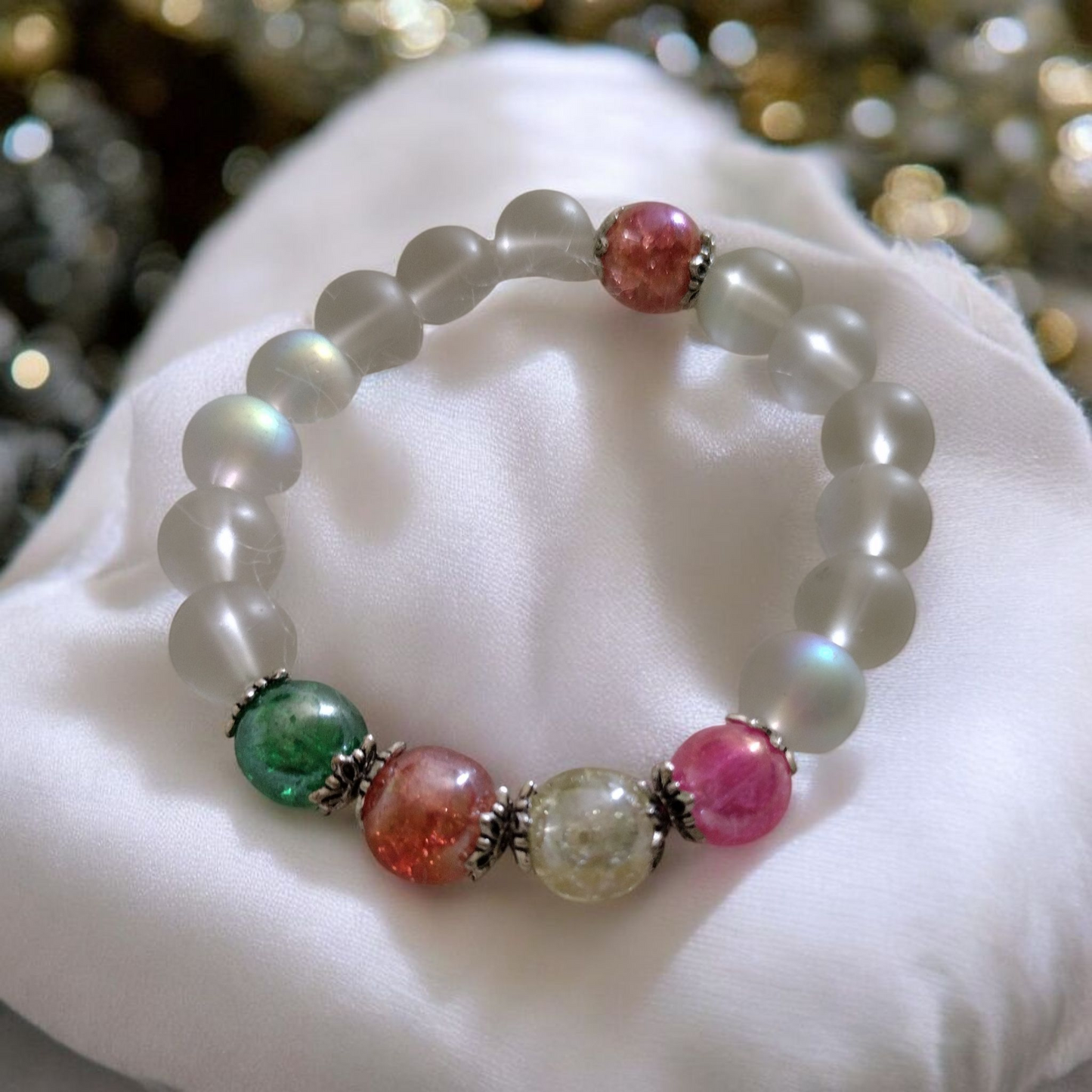 Tranquil Tides Frosty Glass Beads Bracelet