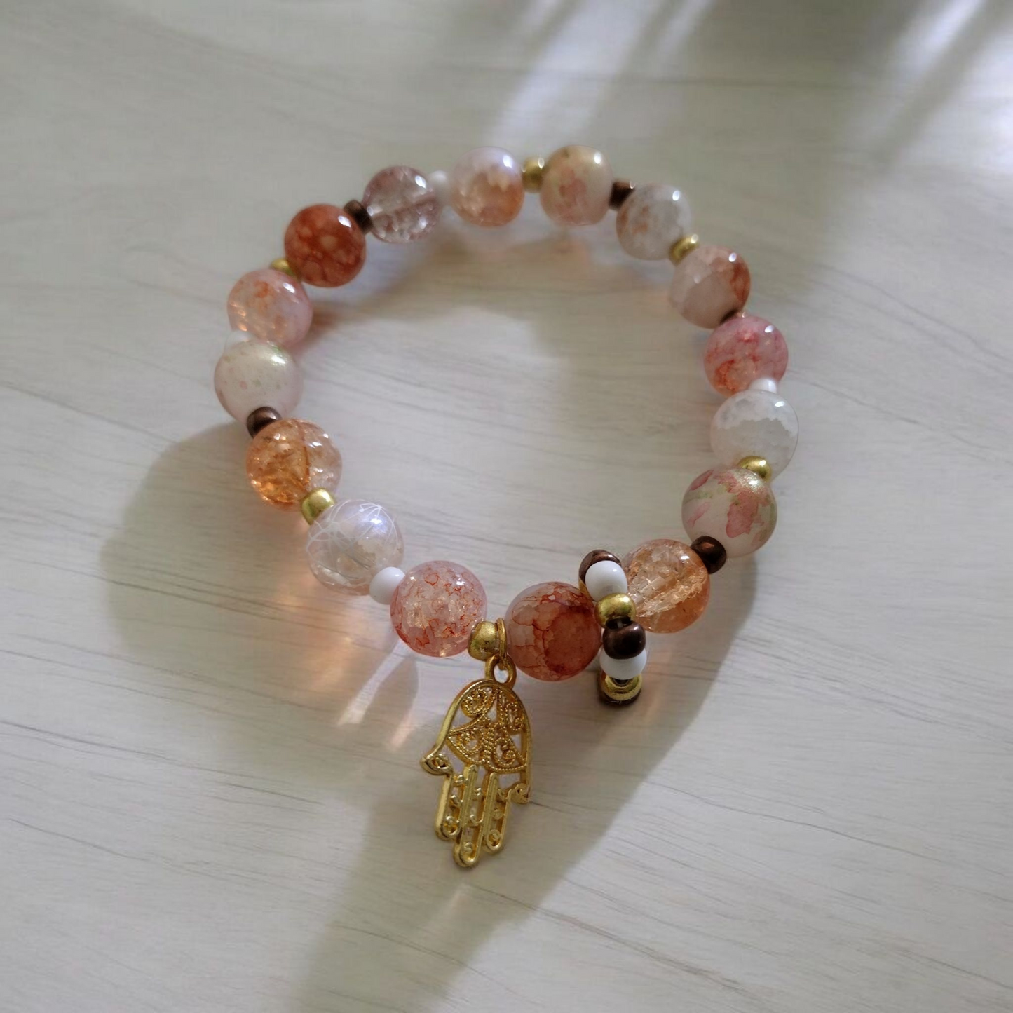 Sunset Blossom Glass Beads Bracelet