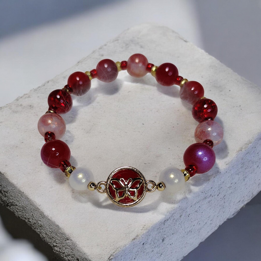 Butterfly Glass Bead Bracelet